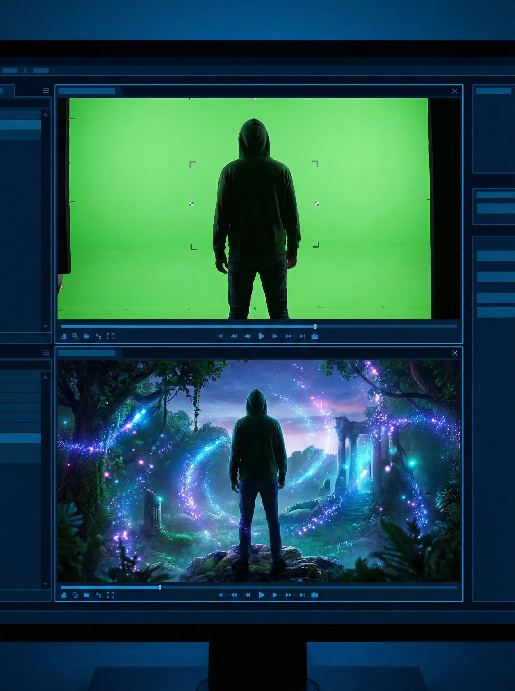 黄色仓库 绿幕抠图合成 - 奇幻场景VFX特效