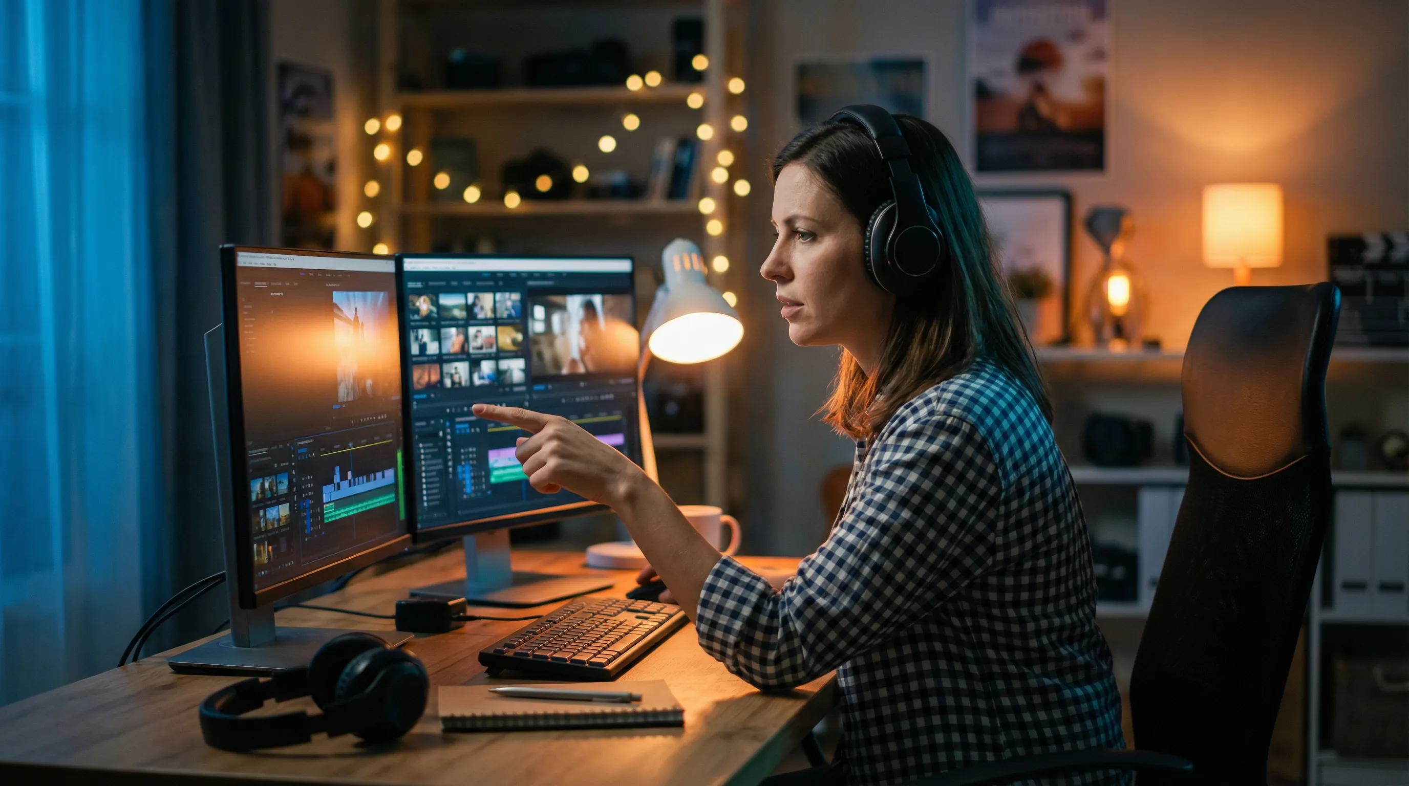 黄色仓库 幕后故事 - 创作者在专业剪辑工作台前工作